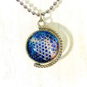 Handmade glass & snake shed necklace